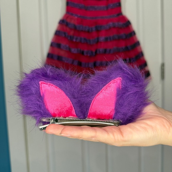 Disney Cheshire Cat Striped Costume Dress Pink Purple Glitter Womens Size XXS - Picture 6 of 10